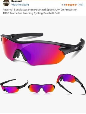 Sport Polarized Sunglasses with Pink-Orange Mirrored Lens